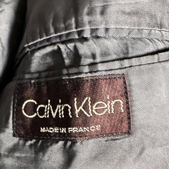 Calvin Klein Mens Wool Pinstripe Blazer Suit Jacket Gray Size 38R France Prep - Picture 5 of 15